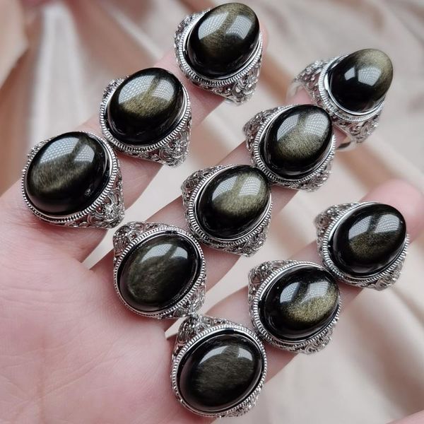 wedding rings 1pc natural black crystal for lover quartz stones anniversary jewelry oval golden obsidian women finger ring reiki, Slivery;golden
wedding rings 1pc natural black crystal for lover quartz stones anniversary jewelry oval golden obsidian women finger ring reiki, Slivery;golden
