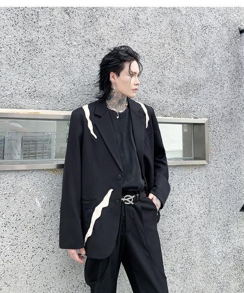 men's suits & blazers suit autumn dark korean black and white stitching deconstruction nightclub hairdresser youth loose coat, White;black
men's suits & blazers suit autumn dark korean black and white stitching deconstruction nightclub hairdresser youth loose coat, White;black