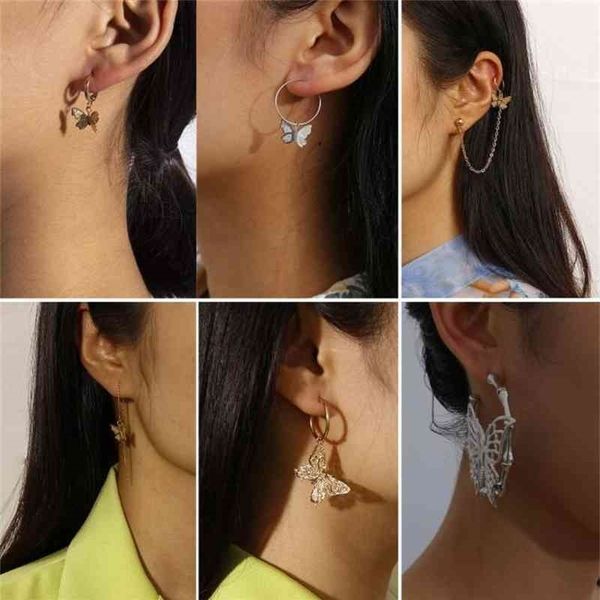10 styles of hollow butterfly outline geometric dangle earrings fashion metal curve ear stud jewelry gifts for women, Silver
10 styles of hollow butterfly outline geometric dangle earrings fashion metal curve ear stud jewelry gifts for women, Silver