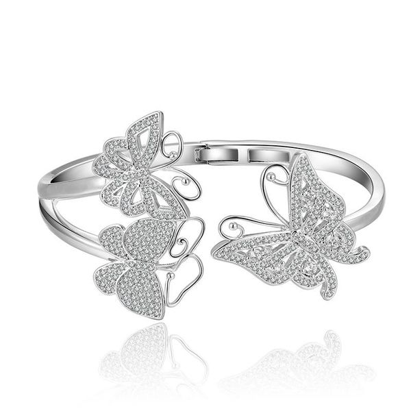 bangle charming crystal bracelet micro paved luxury zircon 3d butterfly for women party jewelry zk30, Black 
bangle charming crystal bracelet micro paved luxury zircon 3d butterfly for women party jewelry zk30, Black