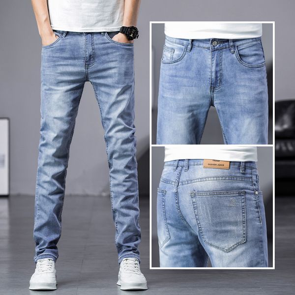 men's jeans straight tube loose 2021 spring and autumn slim summer thin stretch casual pants, Blue
men's jeans straight tube loose 2021 spring and autumn slim summer thin stretch casual pants, Blue