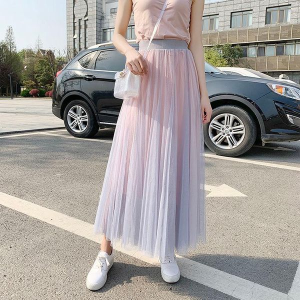 skirts 2021 summer women mesh contrast color a-line elastic high waist pleated long ladies tulle petticoat fairy z51, Black
skirts 2021 summer women mesh contrast color a-line elastic high waist pleated long ladies tulle petticoat fairy z51, Black