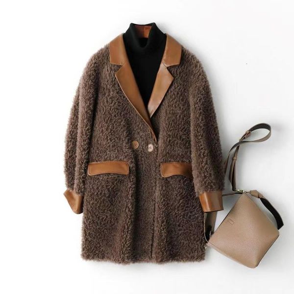 100%real wool coat winter and autumn turn-down collar leather jacket fashion sheep fur parka long sleeves warm clothing, Black
100%real wool coat winter and autumn turn-down collar leather jacket fashion sheep fur parka long sleeves warm clothing, Black