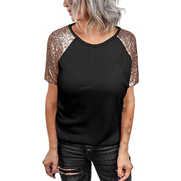 fashion women ladies short sleeve slim t shirt casual summer o-neck clothing sequined solid color soft #t2g women's t-shirt, White
fashion women ladies short sleeve slim t shirt casual summer o-neck clothing sequined solid color soft #t2g women's t-shirt, White