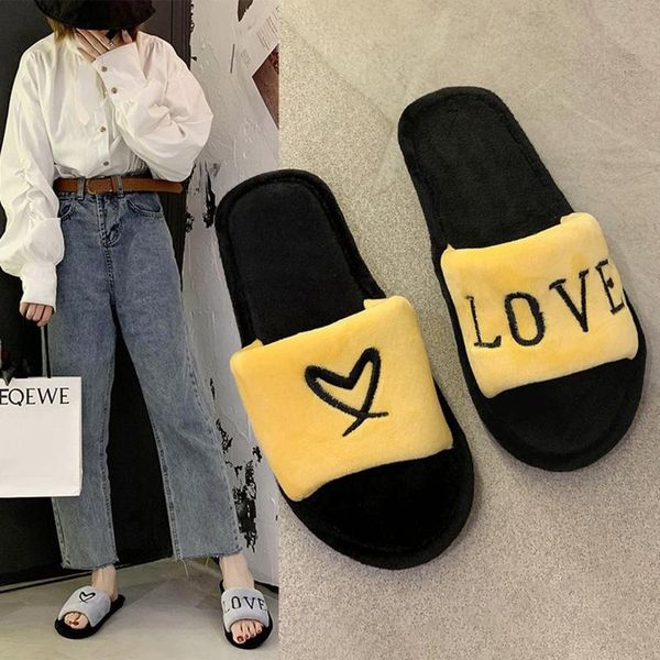 embroider heart letters furry slippers women cozy open toe slides indoor soft soled pantuflas candy color flock home shoes woman, Black
embroider heart letters furry slippers women cozy open toe slides indoor soft soled pantuflas candy color flock home shoes woman, Black