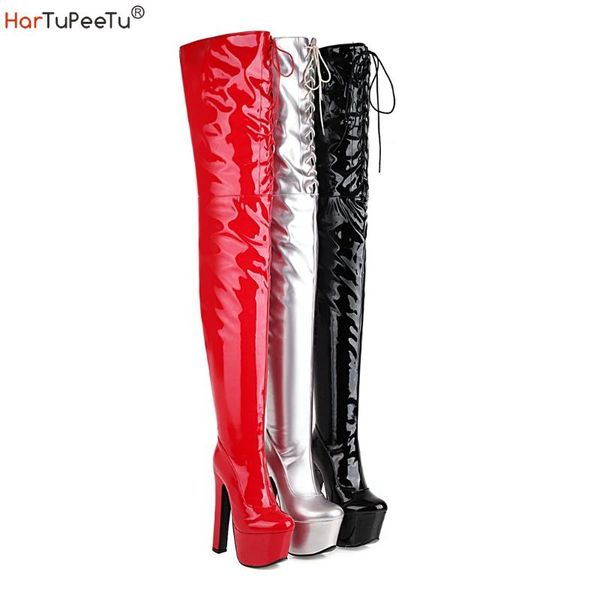 colours over the knee platform boots women 2021 autumn winter short plush patent leather stiletto cross-tied party shoes, Black
colours over the knee platform boots women 2021 autumn winter short plush patent leather stiletto cross-tied party shoes, Black