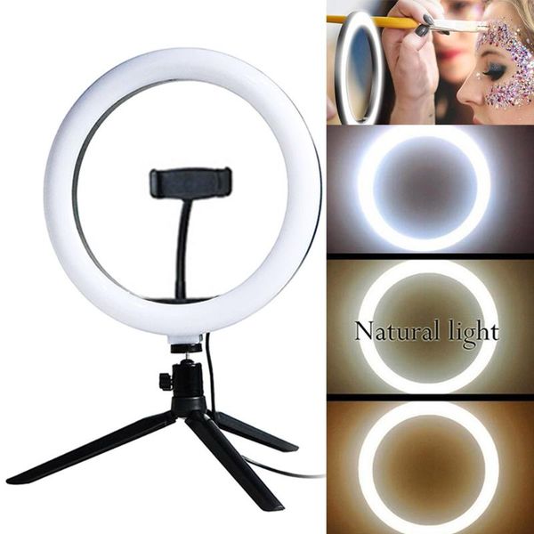 10/6-inch led ring fill light tripod camera lighting with stand for live makeup selfie po sudio three-color ten-level dimming flash heads
10/6-inch led ring fill light tripod camera lighting with stand for live makeup selfie po sudio three-color ten-level dimming flash heads