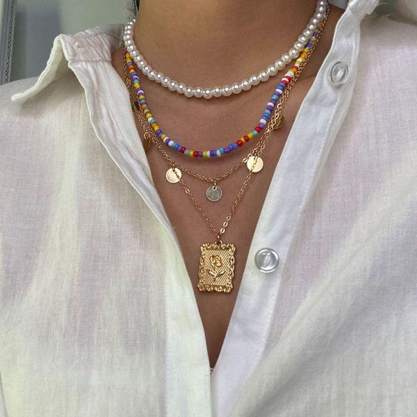pendant necklaces boho multilayer colorful beaded necklace for women rose eye asymmetrical pearl choker jewelry, Silver
pendant necklaces boho multilayer colorful beaded necklace for women rose eye asymmetrical pearl choker jewelry, Silver