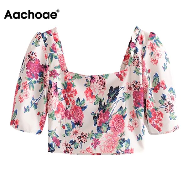 aachoae summer crop blouse women vintage floral print puff short sleeve shirts square collar boho chic blusas mujer 210413, White
aachoae summer crop blouse women vintage floral print puff short sleeve shirts square collar boho chic blusas mujer 210413, White