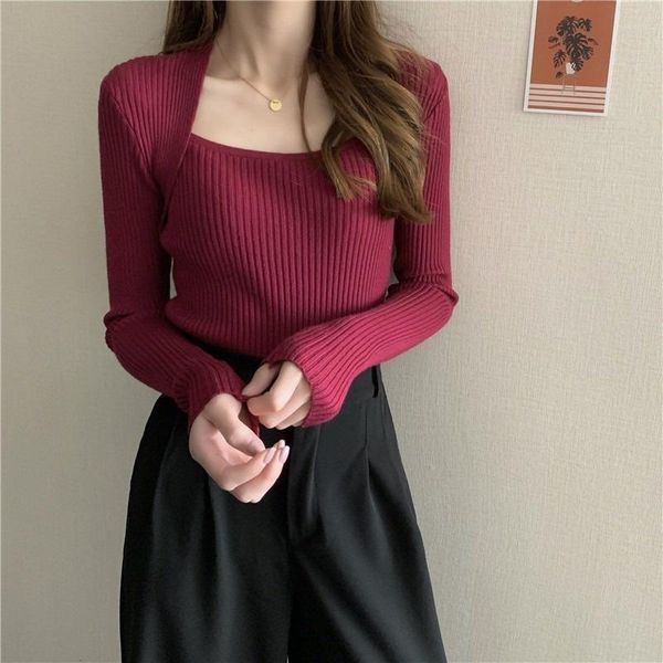 women's sweaters in the autumn of 2021, style is slim and thin. fake two-piece blouse chic knitted bottomed sweater worn, White;black
women's sweaters in the autumn of 2021, style is slim and thin. fake two-piece blouse chic knitted bottomed sweater worn, White;black
