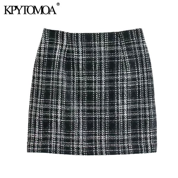 women chic fashion check tweed mini skirt vintage high waist back zipper female skirts mujer 210416, Black
women chic fashion check tweed mini skirt vintage high waist back zipper female skirts mujer 210416, Black
