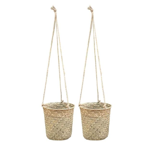 2pcs hand-woven straw flower basket rattan woven arrangement vase storage baskets
2pcs hand-woven straw flower basket rattan woven arrangement vase storage baskets