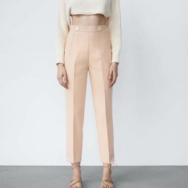 women's pants & capris 2021 za women chic fashion button decoration trousers vintage high waist side zipper female ankle pantalones muj, Black;white
women's pants & capris 2021 za women chic fashion button decoration trousers vintage high waist side zipper female ankle pantalones muj, Black;white