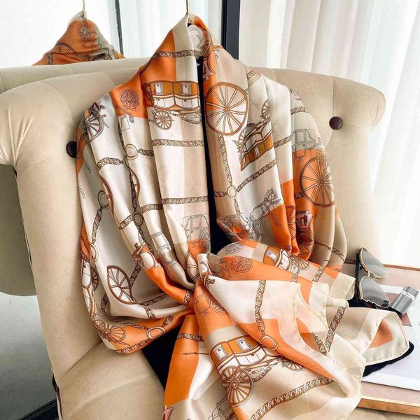 2021 spring and summer satin carriage printed long silk women's sunscreen shawl beach towel thin scarf, Blue;gray
2021 spring and summer satin carriage printed long silk women's sunscreen shawl beach towel thin scarf, Blue;gray