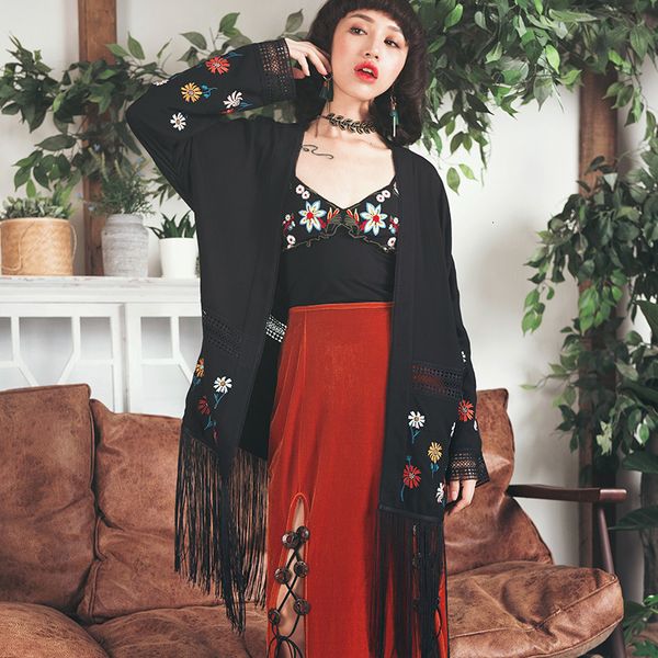 women's jackets spring autumn women long shirt vintage v-neck embroidery hollow out tassel casual ultra loose black knitted coat outwea, Black;brown
women's jackets spring autumn women long shirt vintage v-neck embroidery hollow out tassel casual ultra loose black knitted coat outwea, Black;brown