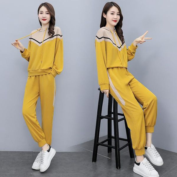 women's two piece pants fashion sports casual women suit korean loose long sleeve hooded versatile set yellow blue plus size clothes, White
women's two piece pants fashion sports casual women suit korean loose long sleeve hooded versatile set yellow blue plus size clothes, White