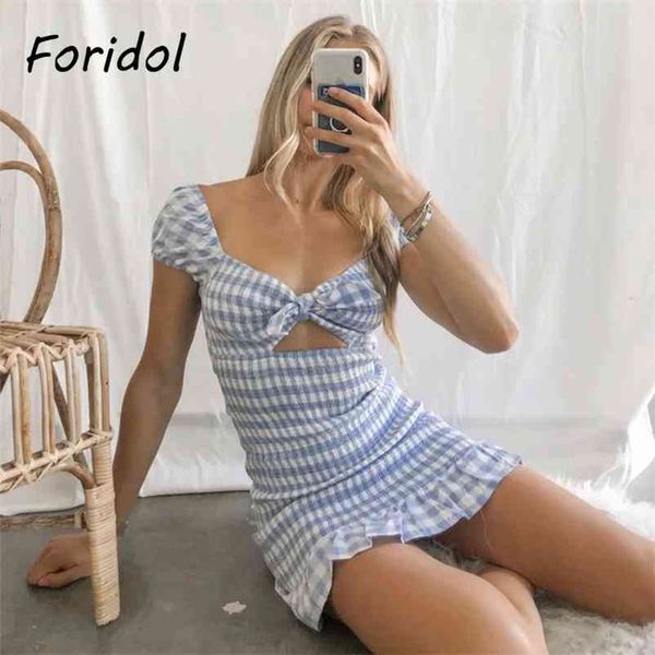 foridol bowknot lace up plaid summer dress women front cutout checkered cotton bodycon ruffle blue mini beach dress 210415, Black;gray
foridol bowknot lace up plaid summer dress women front cutout checkered cotton bodycon ruffle blue mini beach dress 210415, Black;gray