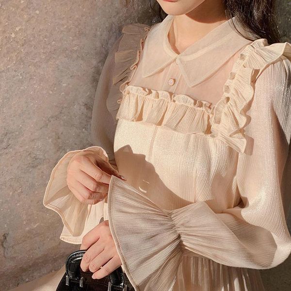 women's wool & blends artistic gentle wind small flash baby collar wood ear long sleeve dress autumn 2021 female fashion celebrity, Black
women's wool & blends artistic gentle wind small flash baby collar wood ear long sleeve dress autumn 2021 female fashion celebrity, Black