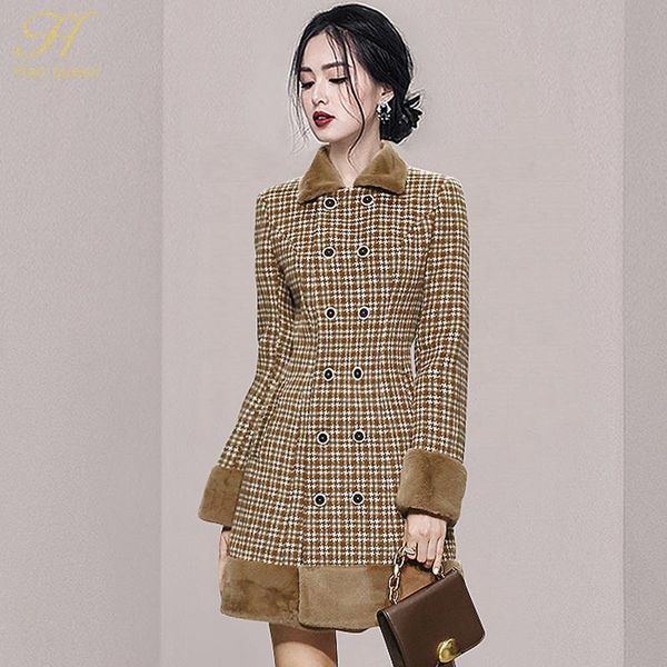 women's trench coats h han queen 2021 winter woolen coat korean vintage plaid long windbreaker fashion doubler-beasted, Tan;black
women's trench coats h han queen 2021 winter woolen coat korean vintage plaid long windbreaker fashion doubler-beasted, Tan;black