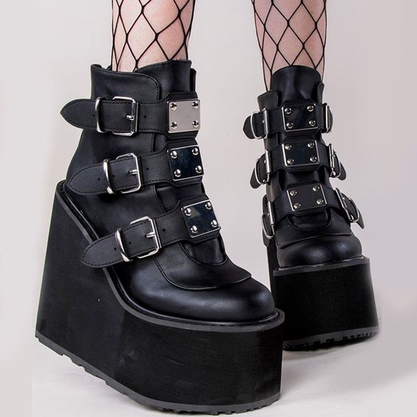 2022 Punk Brand New INS Hot Cool Platform High Heeled Gothic Booties Wedges Shoes Cosplay Fashion Motorcycle Boots Women, Black
2022 Punk Brand New INS Hot Cool Platform High Heeled Gothic Booties Wedges Shoes Cosplay Fashion Motorcycle Boots Women, Black