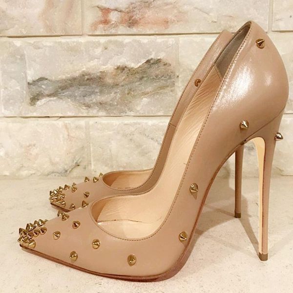 dress shoes elegant beige white black matte leather rivets stiletto heel gold spikes celebrating pumps women high heels
dress shoes elegant beige white black matte leather rivets stiletto heel gold spikes celebrating pumps women high heels