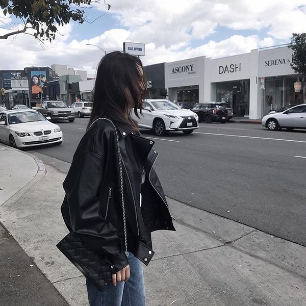 women's leather & faux women loose pu jacket soft street moto biker coat casual outerwear female lady, Black
women's leather & faux women loose pu jacket soft street moto biker coat casual outerwear female lady, Black