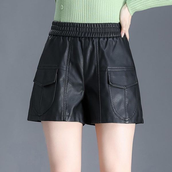 women's shorts simple fashion black pu leather wide leg autumn winter women elastic high waist loose punk moto biker boot y953, White;black
women's shorts simple fashion black pu leather wide leg autumn winter women elastic high waist loose punk moto biker boot y953, White;black