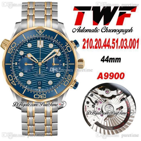 twf diver 300m a9900 automatic chronograph mens watch two tone yellow gold ceramics bezel blue texture dial stainless steel bracelet super e, Slivery;brown
twf diver 300m a9900 automatic chronograph mens watch two tone yellow gold ceramics bezel blue texture dial stainless steel bracelet super e, Slivery;brown