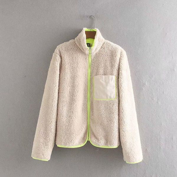 women's jackets autumn and winter fashion contrast color zipper pockets comfortable plush jacket coat, Black;brown
women's jackets autumn and winter fashion contrast color zipper pockets comfortable plush jacket coat, Black;brown