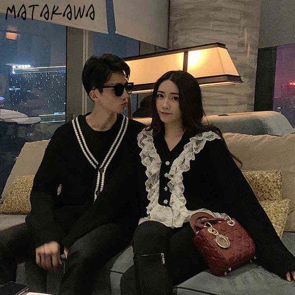 matakawa couples wear spring ruffled lace knitted sweater women long-sleeved cardigan jacket 210513, Blue
matakawa couples wear spring ruffled lace knitted sweater women long-sleeved cardigan jacket 210513, Blue