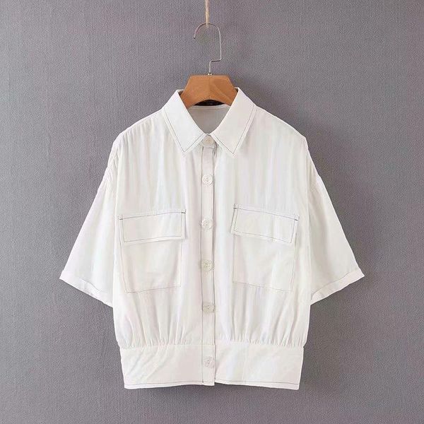 women's blouses & shirts 2021 women simply bouble pockets patch casual blouse office lady safari style buttons shirt chic leisure blusa, White
women's blouses & shirts 2021 women simply bouble pockets patch casual blouse office lady safari style buttons shirt chic leisure blusa, White
