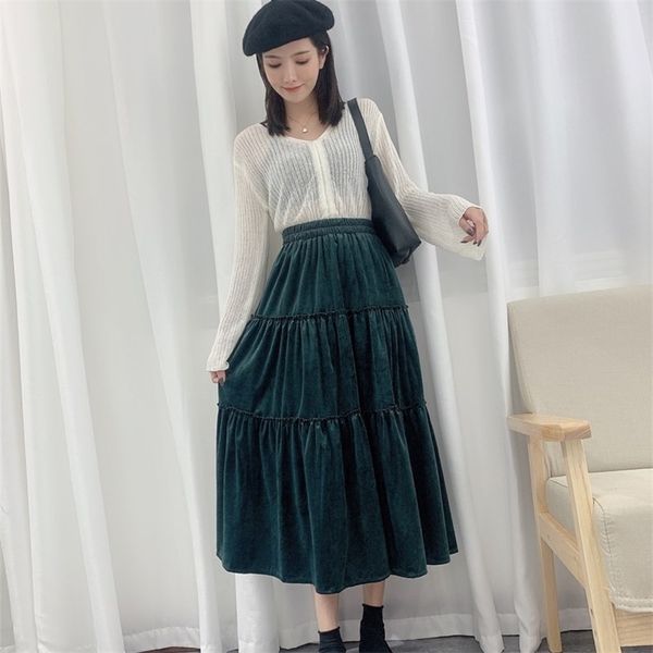autumn & winter high waist slim velvet simple a-line cake skirt thin stretch big swing women long 210527, Black
autumn & winter high waist slim velvet simple a-line cake skirt thin stretch big swing women long 210527, Black