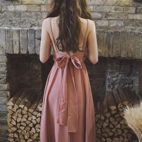 casual dresses lucyever summer backless bow maxi dress women 2021 v neck beach long woman black party spaghetti strap femme, Black;gray 
casual dresses lucyever summer backless bow maxi dress women 2021 v neck beach long woman black party spaghetti strap femme, Black;gray