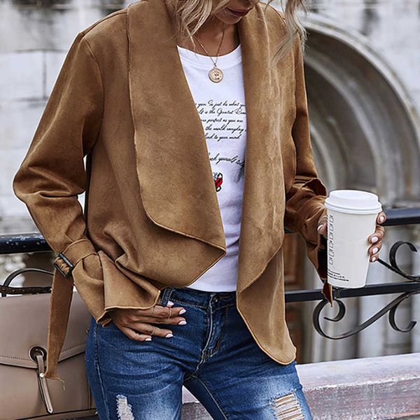 solid autumn women suede coat turn-down collar loose long sleeve open stitch office lady jacket w241 210526, Black;brown
solid autumn women suede coat turn-down collar loose long sleeve open stitch office lady jacket w241 210526, Black;brown
