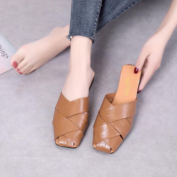 slippers women shoes 2021 summer square toe solid leather woman low heel cover ladies slides, Black
slippers women shoes 2021 summer square toe solid leather woman low heel cover ladies slides, Black