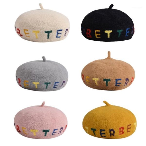 female autumn faux wool beret cap british style rainbow colorful better letters embroidery painter artist pumpkin hat, Blue;gray
female autumn faux wool beret cap british style rainbow colorful better letters embroidery painter artist pumpkin hat, Blue;gray