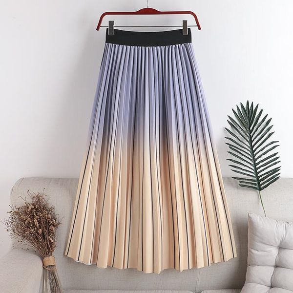 designer autumn winter chic women skirt pleated high waist elegant gradient rainbow stripe maxi skirts female mujer faldas saias, Black
designer autumn winter chic women skirt pleated high waist elegant gradient rainbow stripe maxi skirts female mujer faldas saias, Black