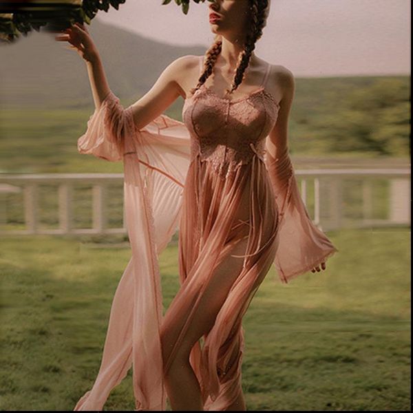 little fairy sling lace thin womens sleepwears long night dress high slit streamer nightgowns mesh gauze perspective lingerie, Black;red
little fairy sling lace thin womens sleepwears long night dress high slit streamer nightgowns mesh gauze perspective lingerie, Black;red