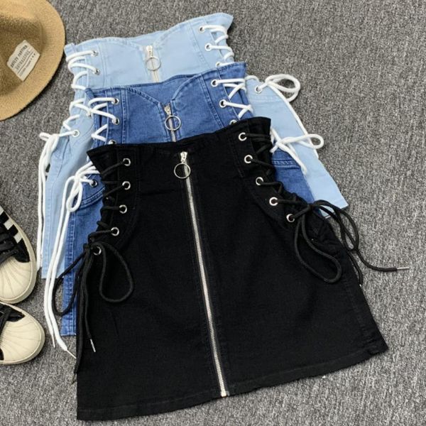 denim a-line lace-up skirts women front ring zipper fashion empire mini skirt bottoms women, Black
denim a-line lace-up skirts women front ring zipper fashion empire mini skirt bottoms women, Black
