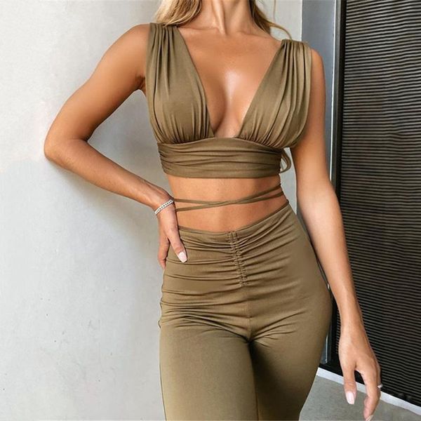women's two piece pants women casual trousers suit lace-up halter hollow high-waisted long sets y2k fall clothes for, White
women's two piece pants women casual trousers suit lace-up halter hollow high-waisted long sets y2k fall clothes for, White
