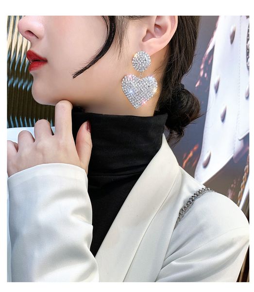 2021 charm jewelry love heart earring women's luxurious geometric full rhinestone earrings gold/silver, Golden
2021 charm jewelry love heart earring women's luxurious geometric full rhinestone earrings gold/silver, Golden