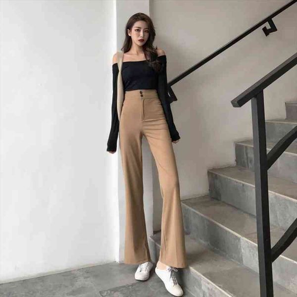 spring women casual solid straight pants ladies button slim pants female wide leg pant vintage korean style, Black;white
spring women casual solid straight pants ladies button slim pants female wide leg pant vintage korean style, Black;white