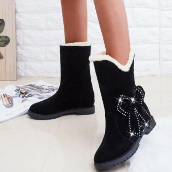 boots fashion women's shoes thick-soled winter snow ankle short pure color bow and velvet warm botines, Black
boots fashion women's shoes thick-soled winter snow ankle short pure color bow and velvet warm botines, Black