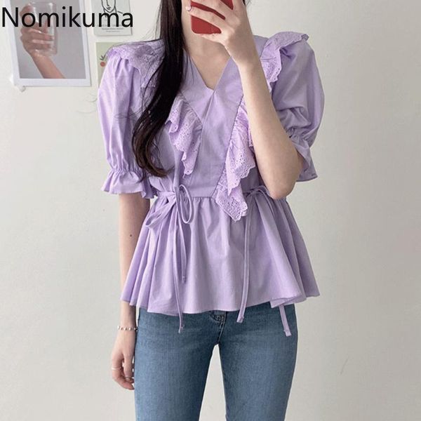women's blouses & shirts nomikuma elegant lace patchwork ruffle v neck puff sleeve slim waist summer blouse korean fashion female blus, White
women's blouses & shirts nomikuma elegant lace patchwork ruffle v neck puff sleeve slim waist summer blouse korean fashion female blus, White