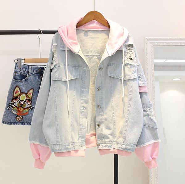 women's jackets women autumn hooded denim casual bf jeans jacket holes vintage harajuku coat female loose streetwear manteau femme hive, Black;brown
women's jackets women autumn hooded denim casual bf jeans jacket holes vintage harajuku coat female loose streetwear manteau femme hive, Black;brown