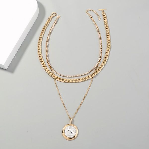 pendant necklaces retro round portrait multilayer necklace for women street fashion cuban chain female rhinestone clavicle, Silver
pendant necklaces retro round portrait multilayer necklace for women street fashion cuban chain female rhinestone clavicle, Silver