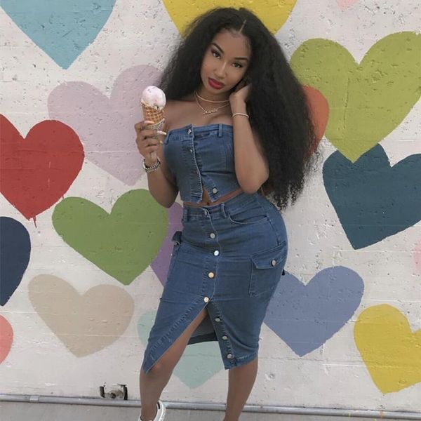 two piece dress strapless crop and knee-length skirt 2 set casual women skinny short denim, White
two piece dress strapless crop and knee-length skirt 2 set casual women skinny short denim, White
