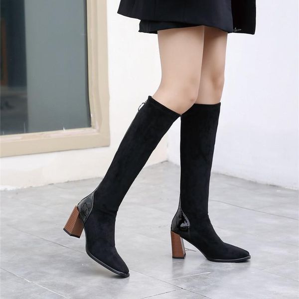 boots autumn and winter women's knee high korean fashion elastic stitching outdoor thick heel win, Black
boots autumn and winter women's knee high korean fashion elastic stitching outdoor thick heel win, Black