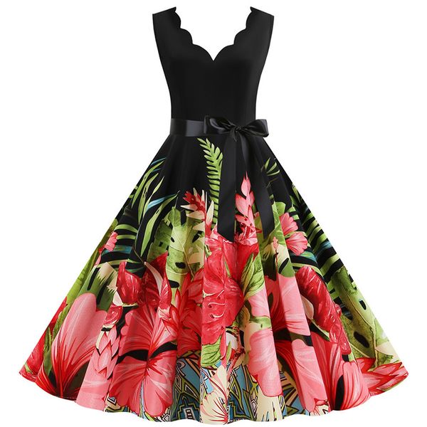 s3xl plus size vintage summer dress women robe femme fashion pink sleeveless elegant a-line midi party vestidos with belt, Black;gray
s3xl plus size vintage summer dress women robe femme fashion pink sleeveless elegant a-line midi party vestidos with belt, Black;gray
