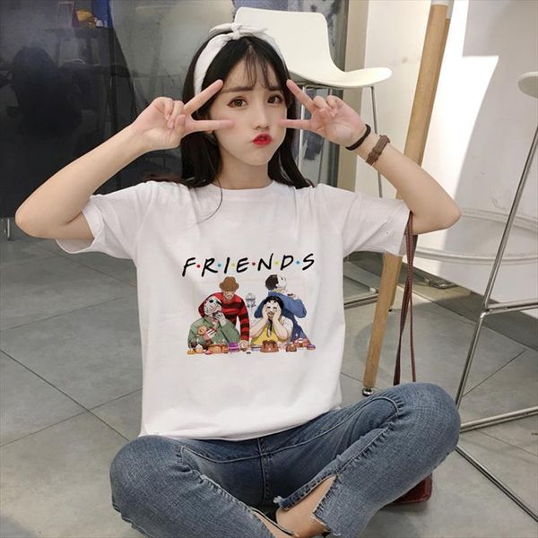 showtly funny terror villain men and womens friends hipster o neck short sleeve aesthetic plus size graphic fashion, White;black
showtly funny terror villain men and womens friends hipster o neck short sleeve aesthetic plus size graphic fashion, White;black